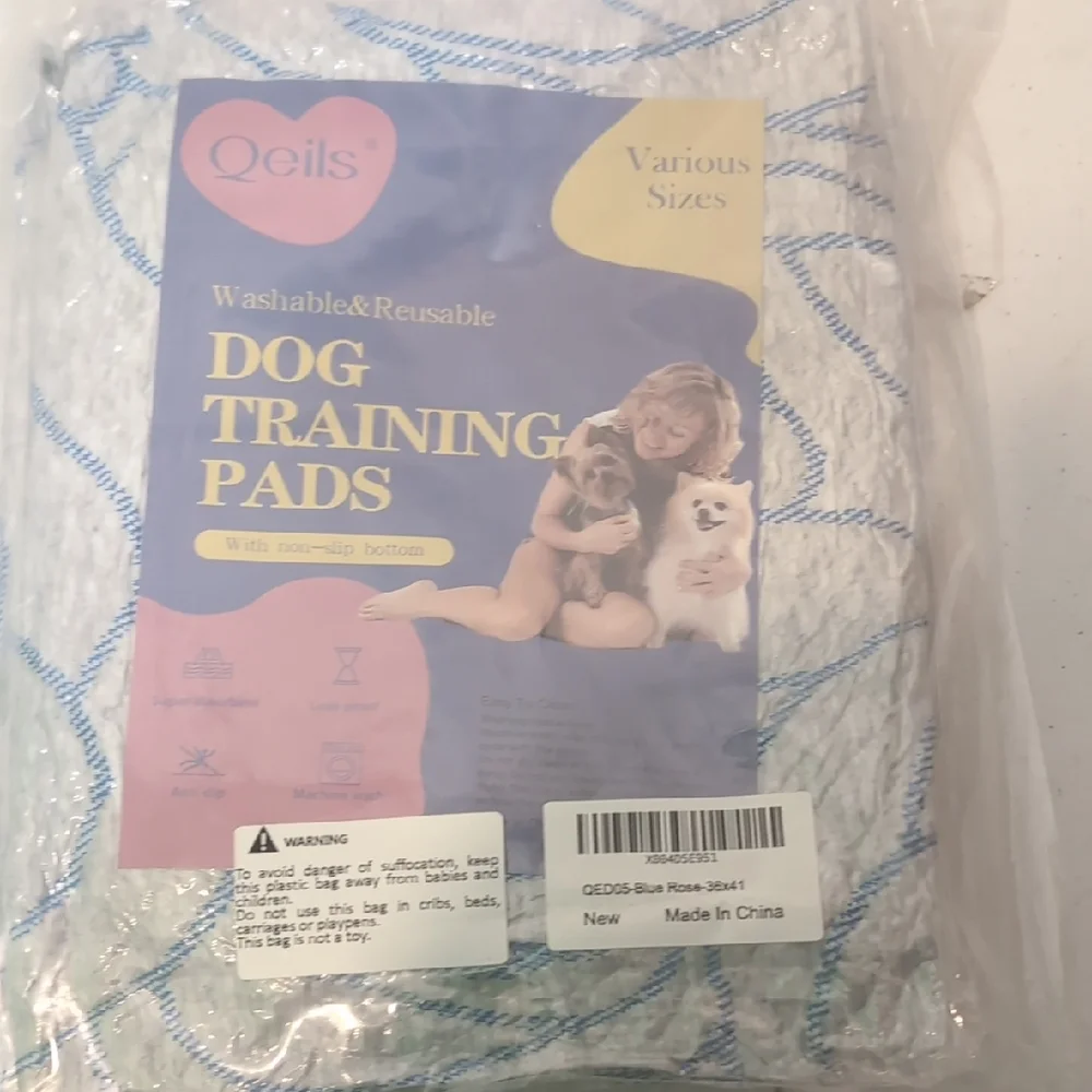 Qeils Washable Anti-slip Dog Training Pads - Blue 1 Pad 36X41