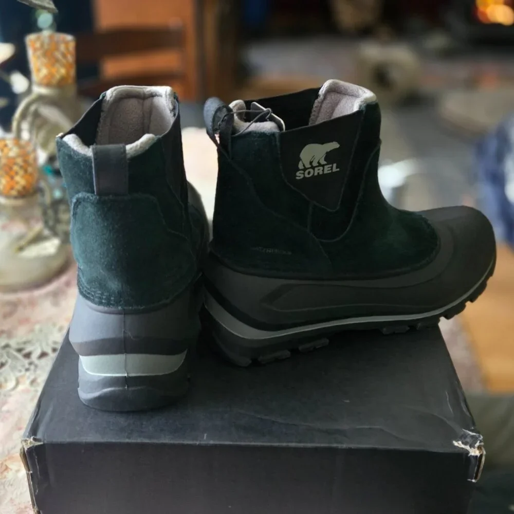 SOREL BUXTON BLACK PULL ON WATERPROOF MEN BOOTS SZ 12