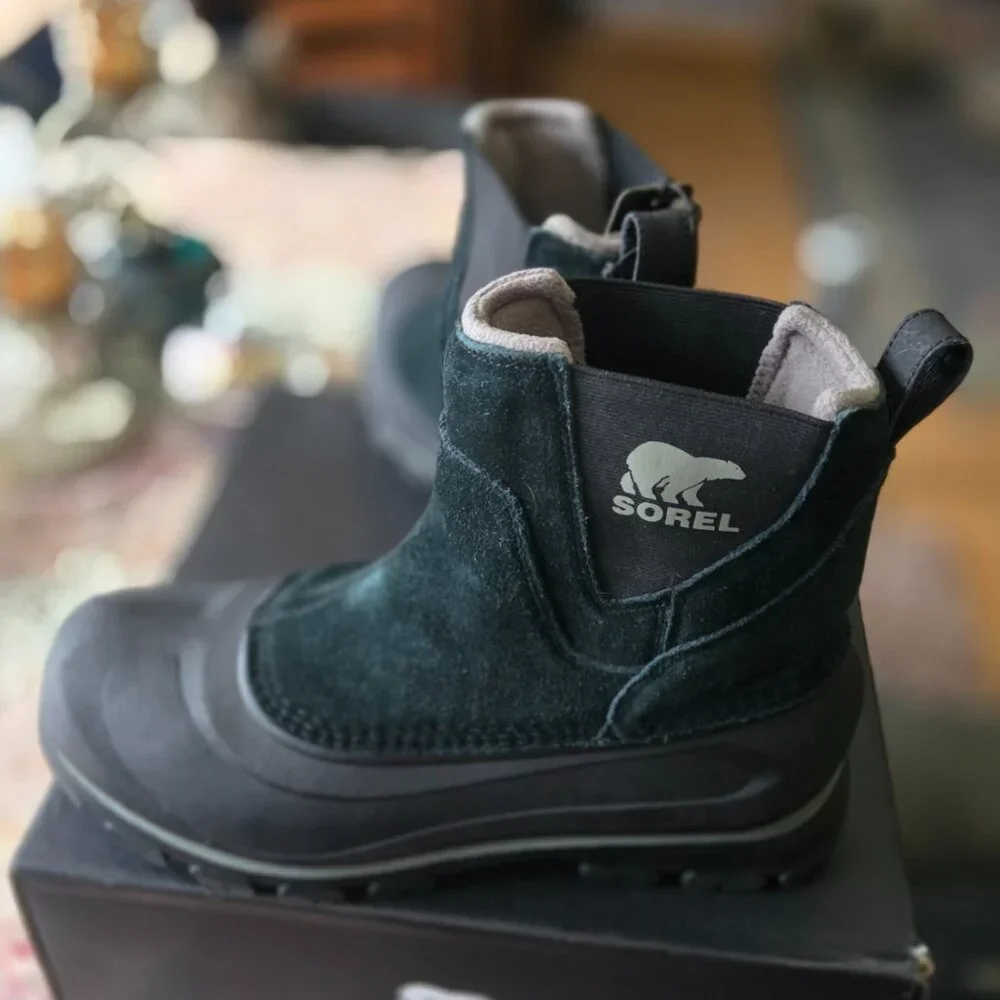SOREL BUXTON BLACK PULL ON WATERPROOF MEN BOOTS SZ 12