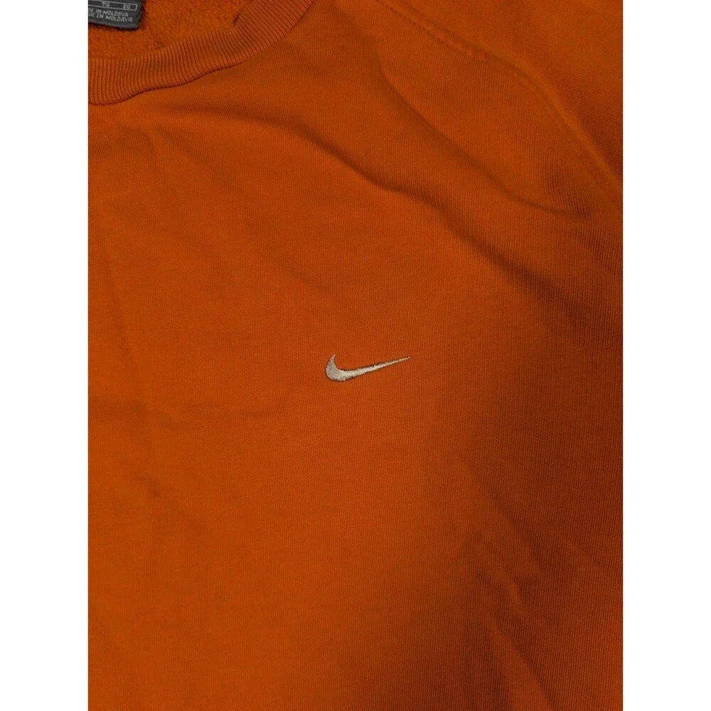 VTG Y2K Nike Essential Side Swoosh Orange Crewneck Sweatshirt XL Silver Tab