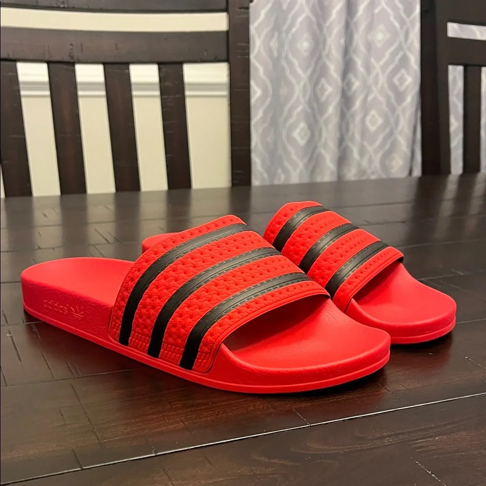 Adidas Adilette Slides Shoes Sandals JR3619 Made in Italy red Mens Size 11