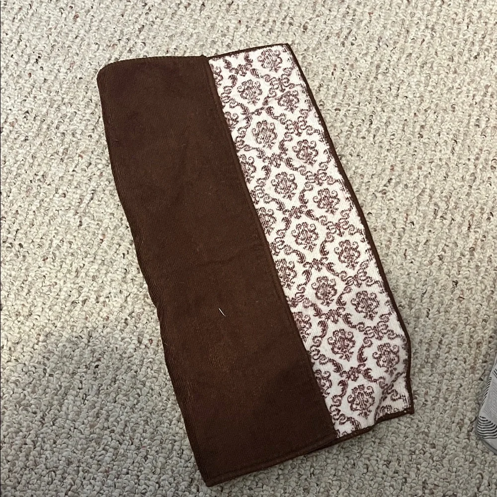 Brown and White Patterned hand Towel