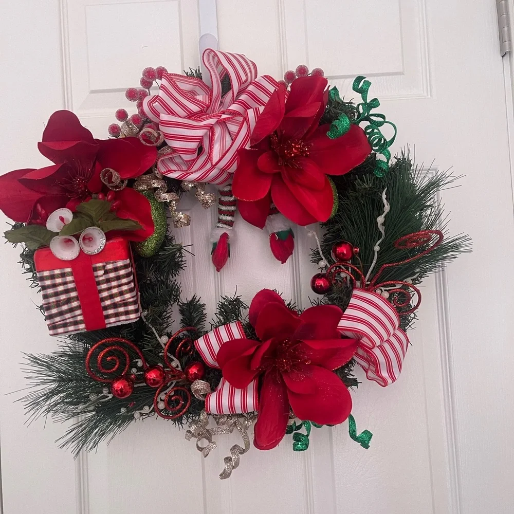 Festive Red and Green Holiday Wreath