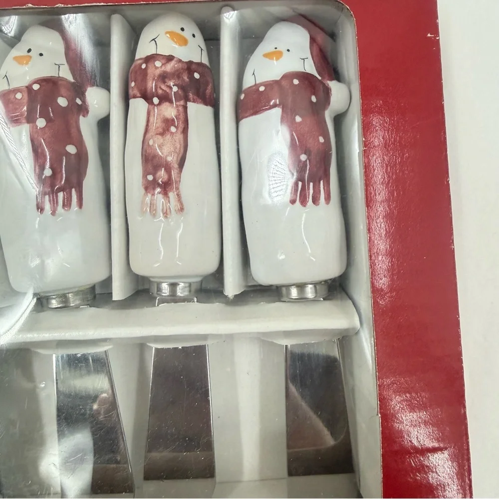 Christmas Butter Knives Cheese Spread - Bella Casa By Ganz Set Of 4 snowman