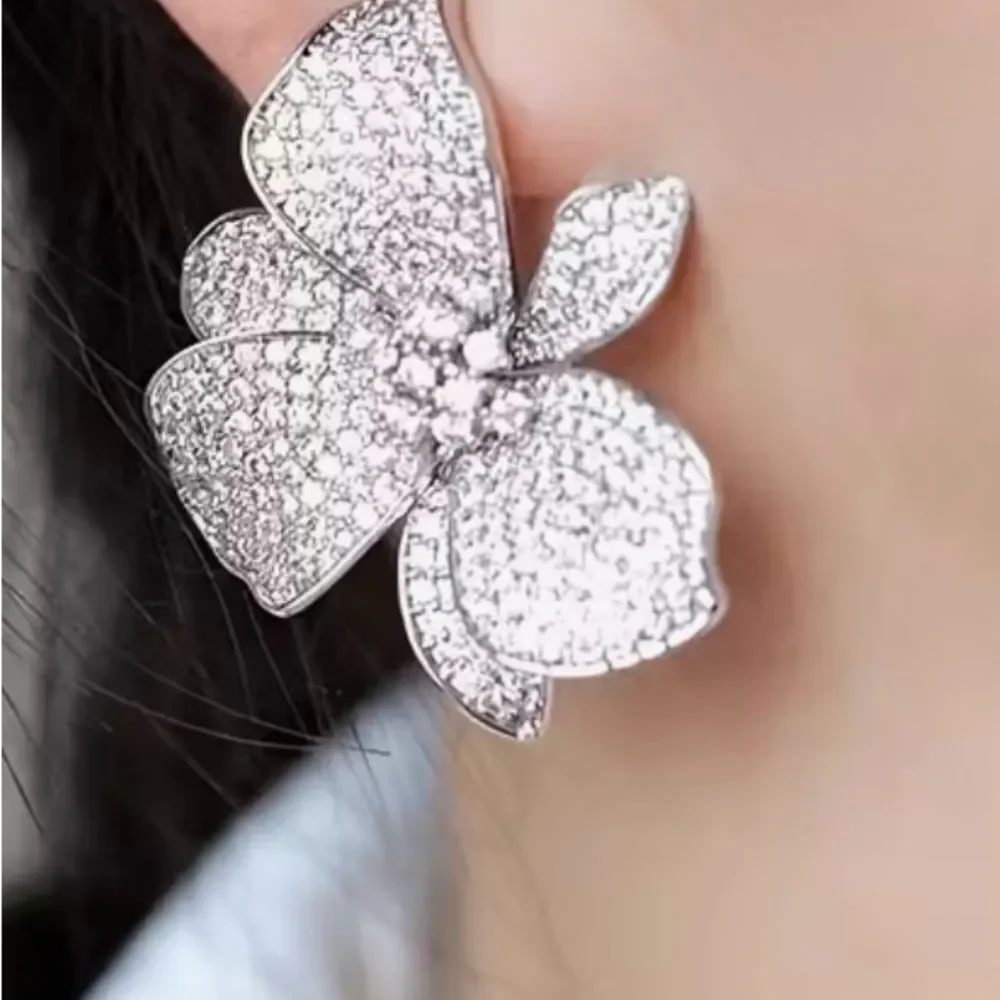 Elegant Silver Floral Earrings