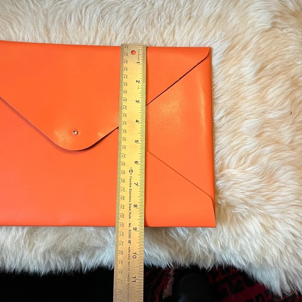 Recycled Leather Orange Document Envelope