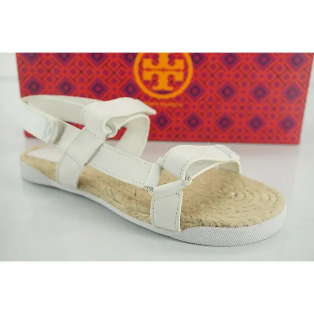 Tory Burch Bumper Espadrille Flat Beach Sandals Size 5.5 Hook Loop NIB Rope