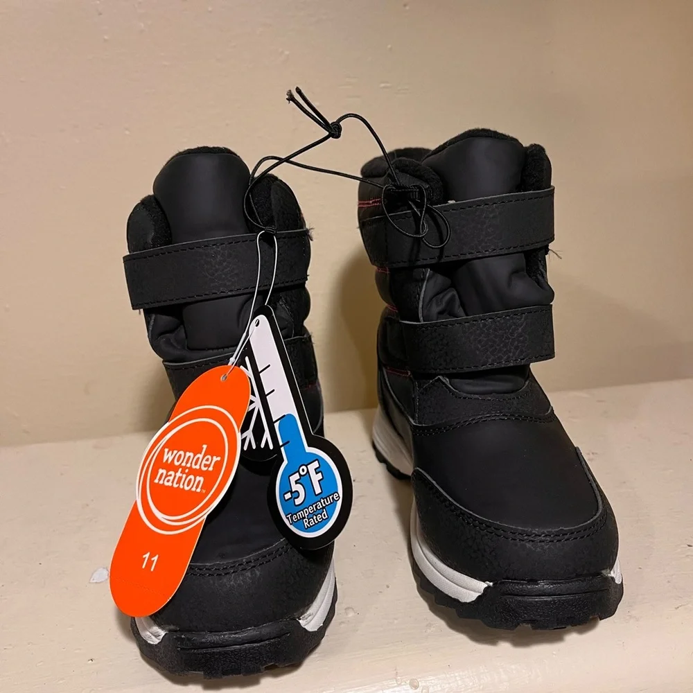 Wonder Nation Kids Black and Red Snow Boots