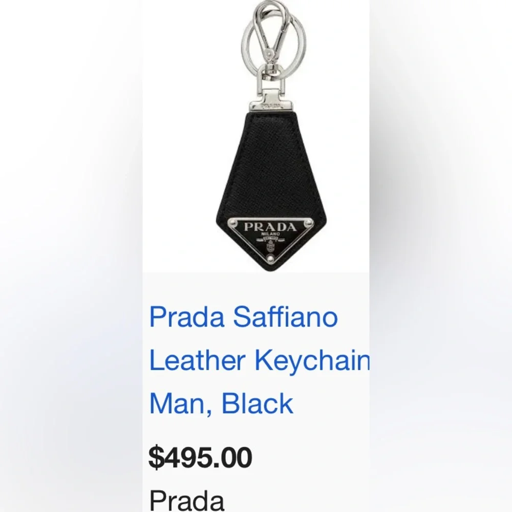 Saffiano Prada metal keychain men’s or womens logo with card and box