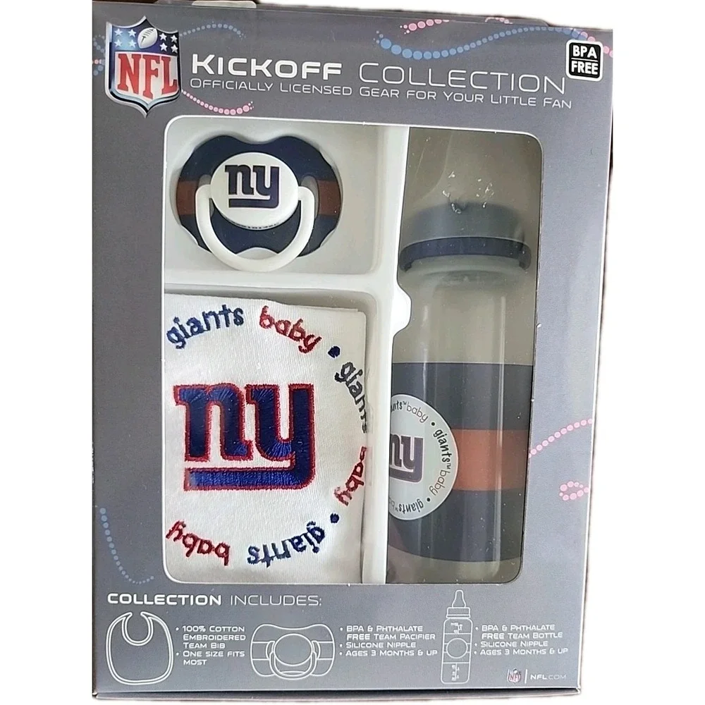 NY‎ Giants Kickoff Collection Binky Bib Bottle Officially NFL Licensed NEW!