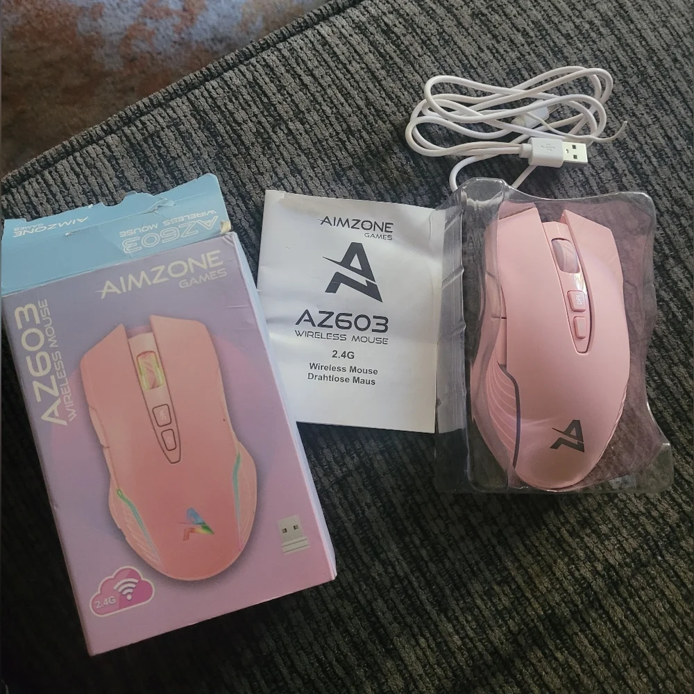 AIMZONE Wireless Gaming Mouse-AZ603- (Pink With LED Lights)