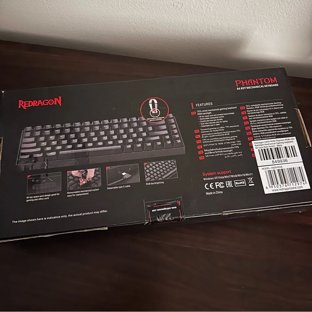 Red Dragon Phantom 84 Key Mechanical Keyboard: NWT