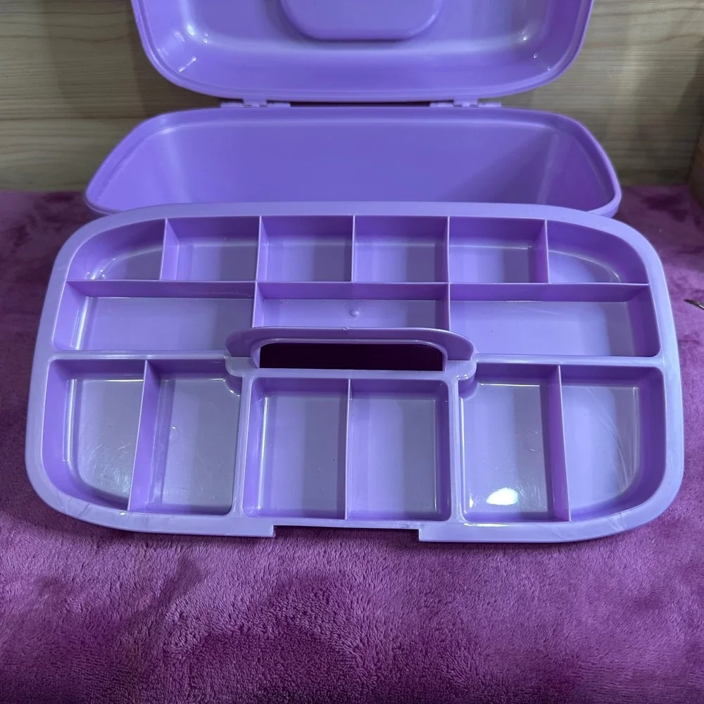 Horizon Group USA Purple Glitter Handle Makeup Case Organizer Storage Box