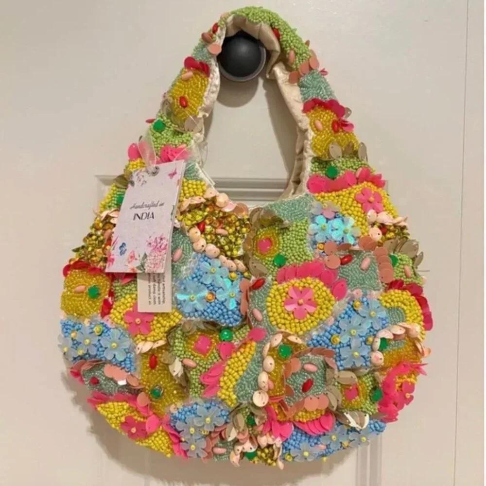 Handcrafted in India Neon Colorful Beaded Bag RARE NEW RELEASE Tik Tok Viral NWT
