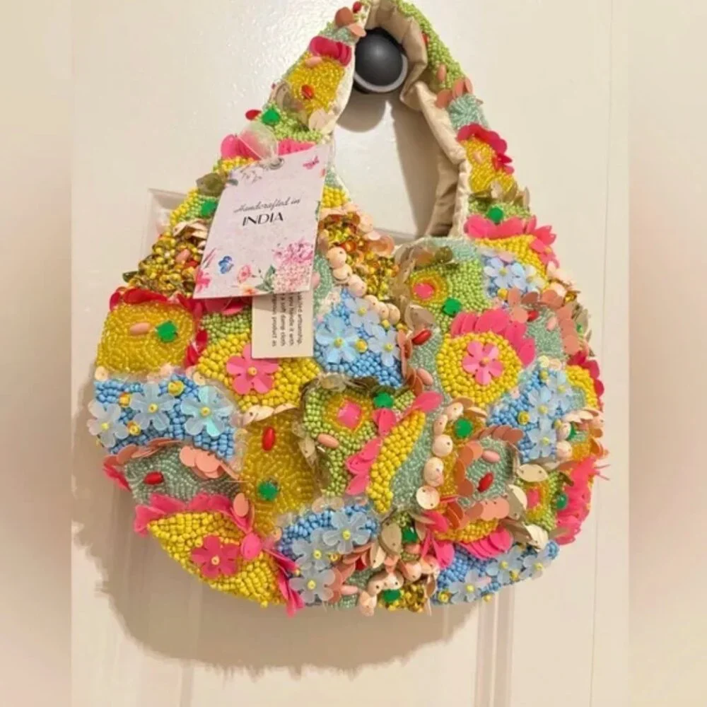Handcrafted in India Neon Colorful Beaded Bag RARE NEW RELEASE Tik Tok Viral NWT