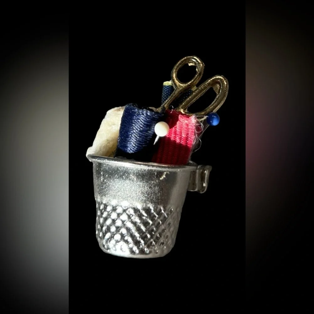 Vintage Sowing Basket Brooch