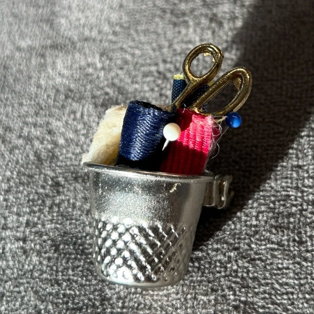 Vintage Sowing Basket Brooch