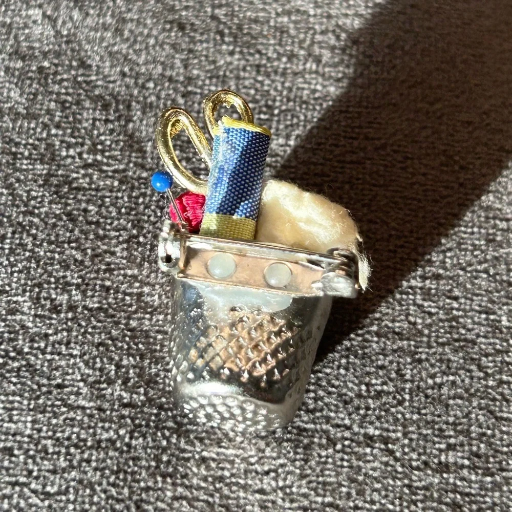 Vintage Sowing Basket Brooch