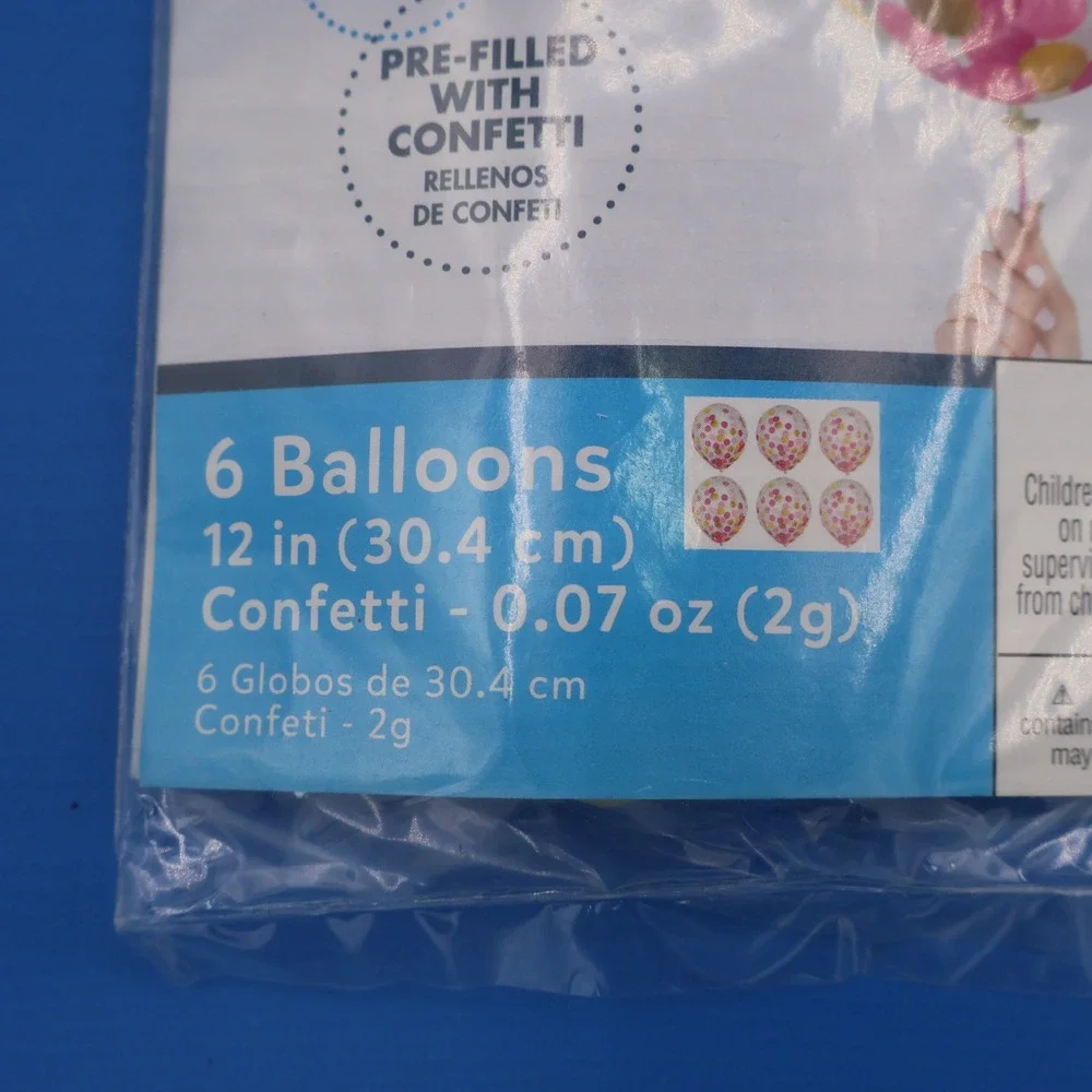 Amscan Latex Confetti Balloons 12 In. 6 Pre Filled With Confetti Pink Gold White