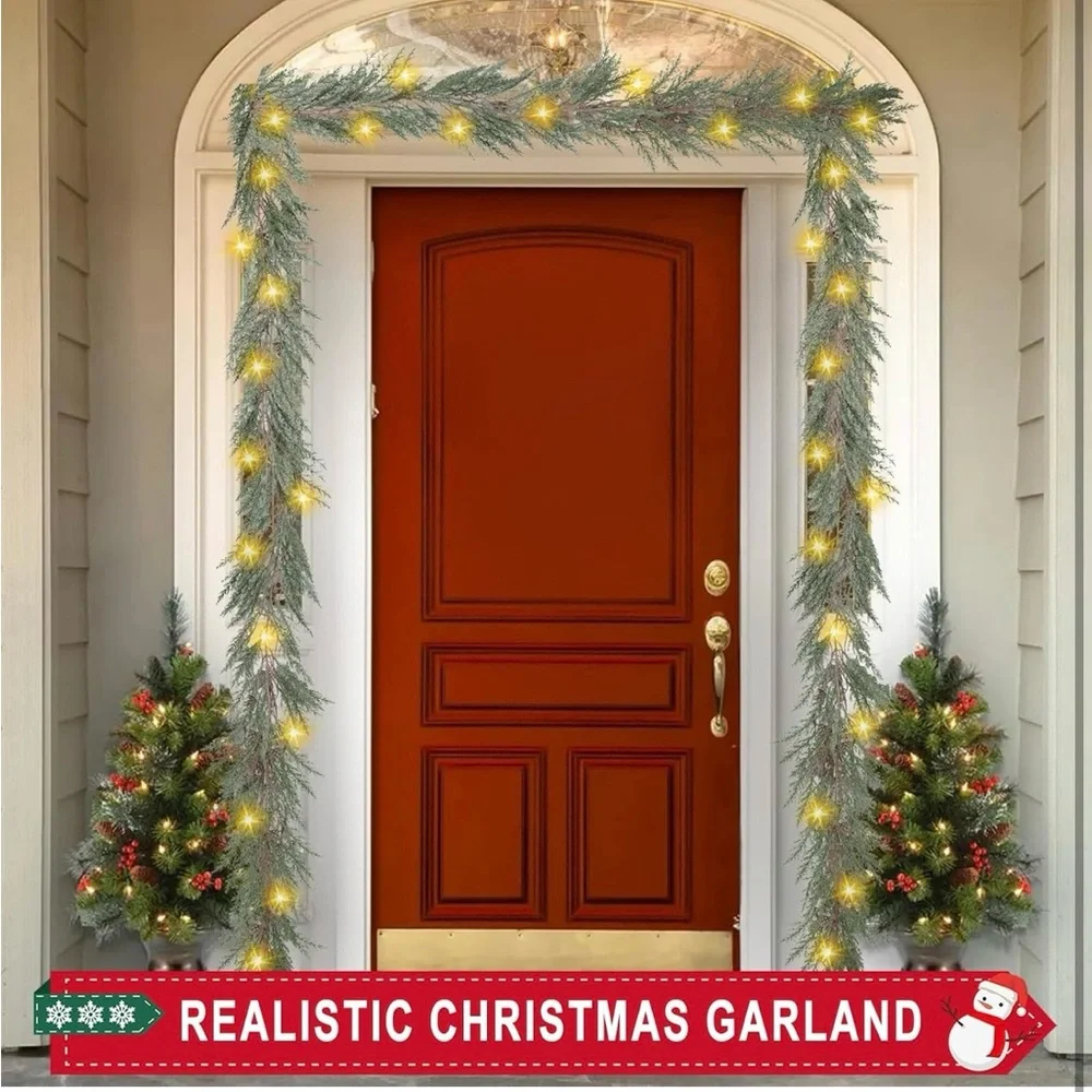 Festive Greenery Garland with Lights