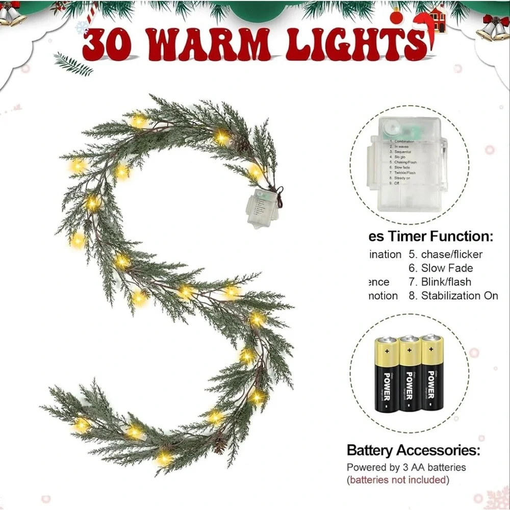 Festive Greenery Garland with Lights