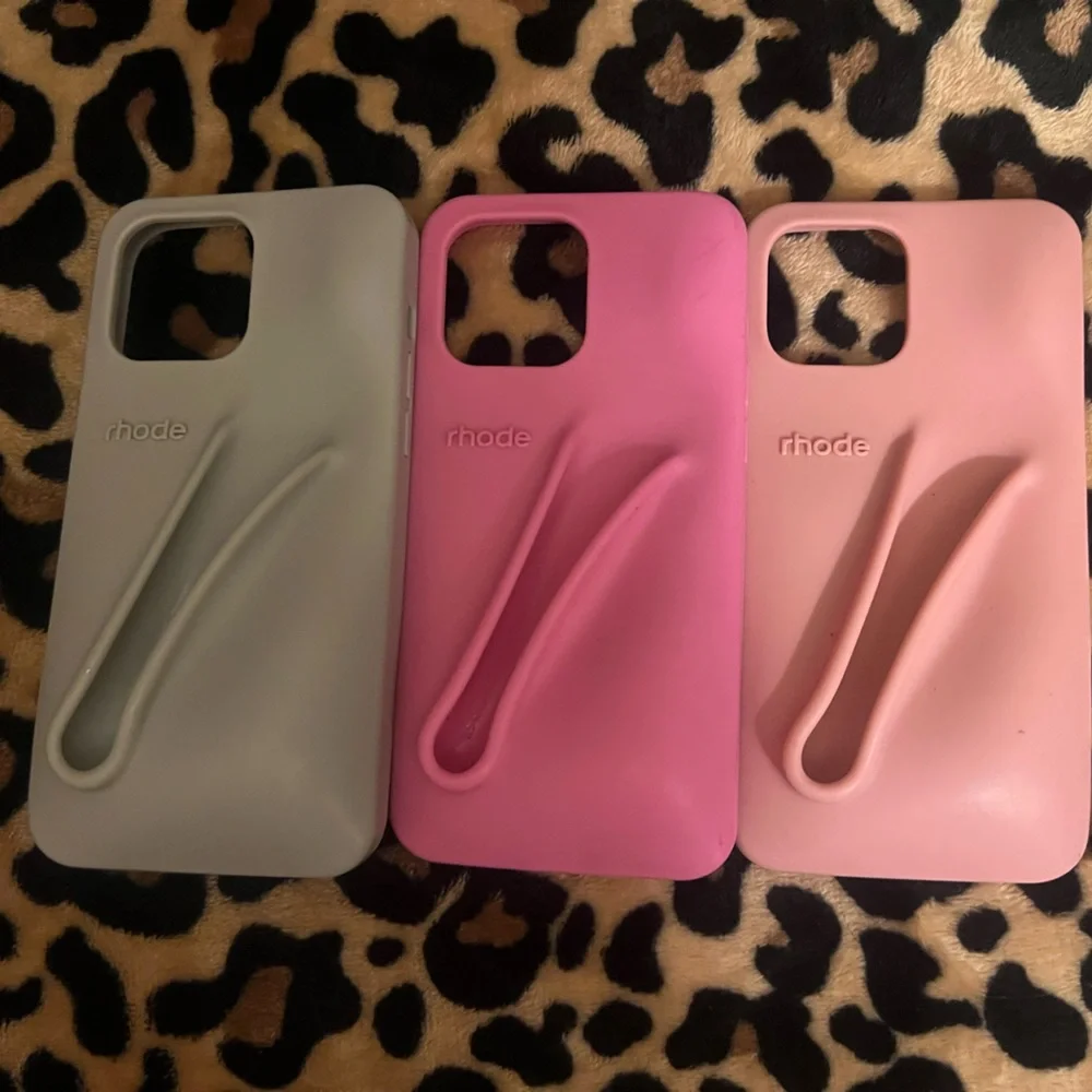 RHODE Phone Case Bundle- Grey, Hot Pink, Light Pink (Gently Used)
