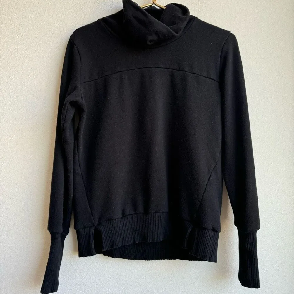 ALO Womens Clarify Turtleneck Sweatshirt Black Size XS, Small? logo Back Travel