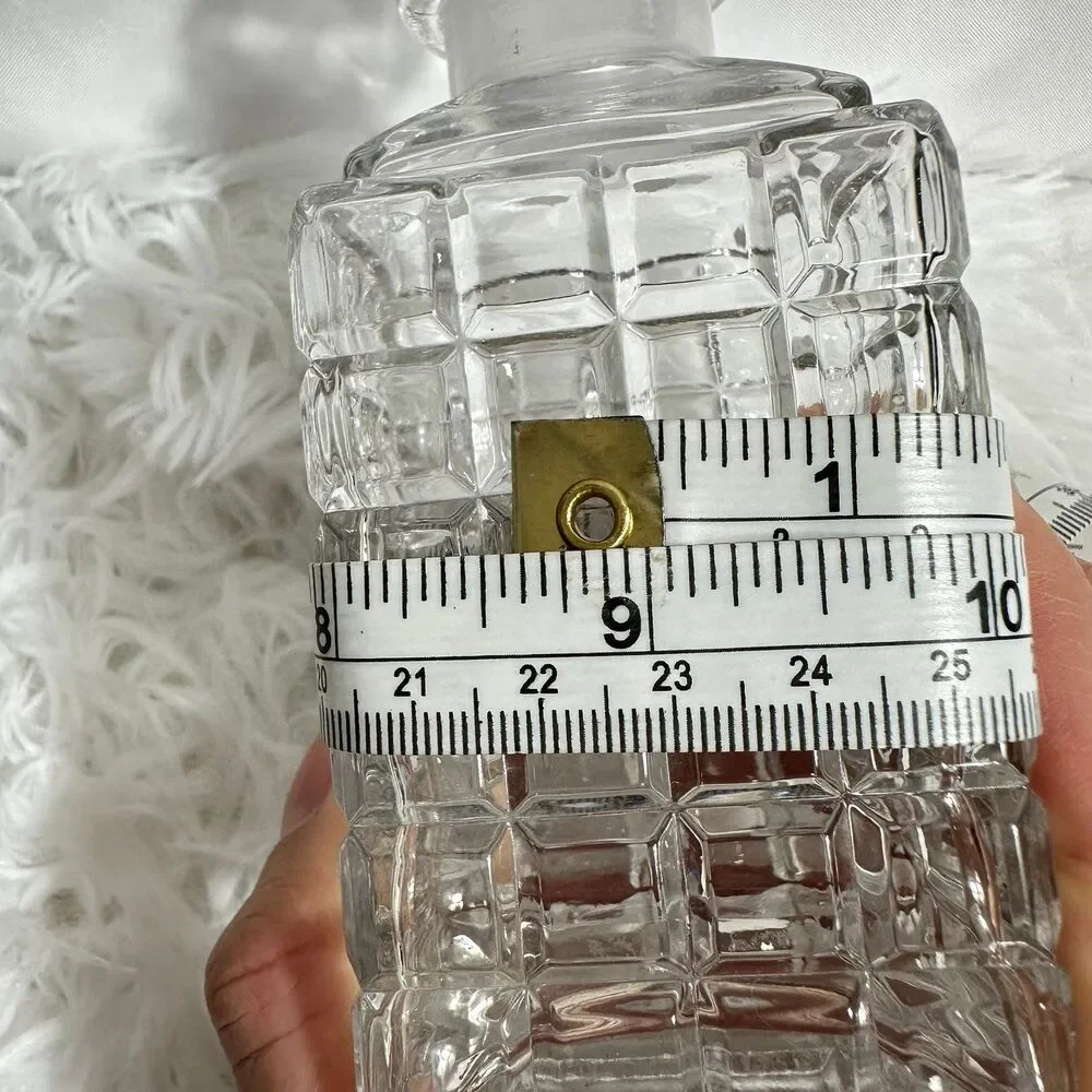 VTG Pressed Square Glass Decanter With Stopper Cologne Or Liquor Barware