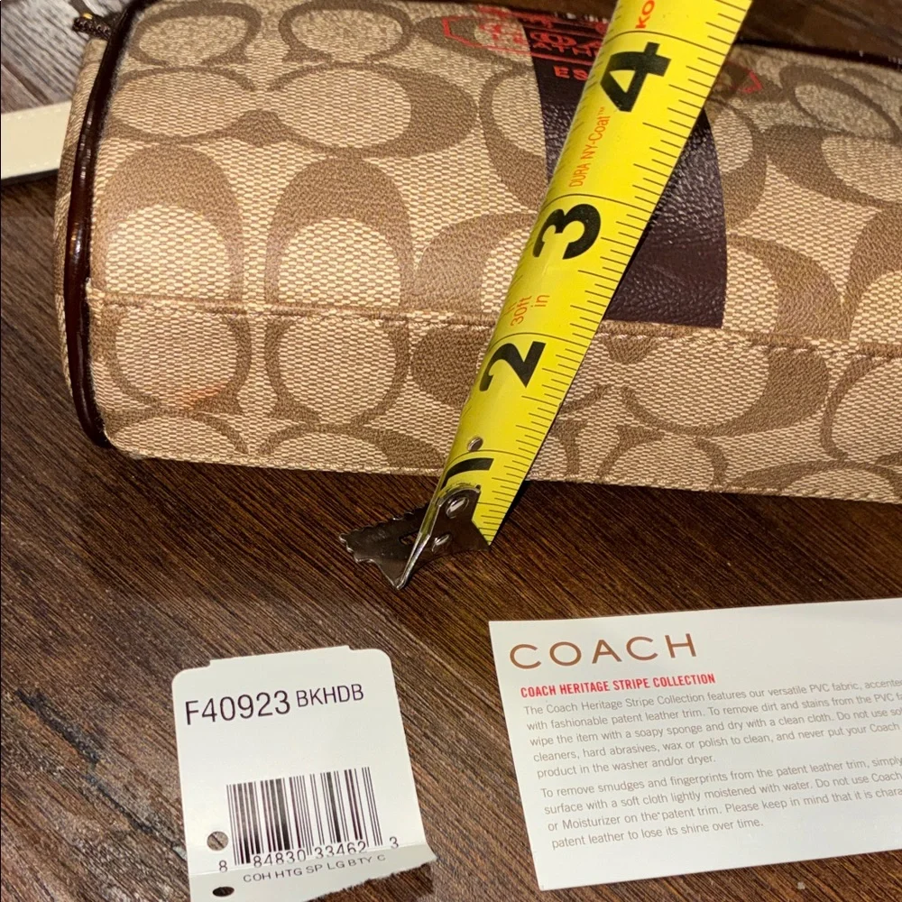 NEW Y2K VINTAGE Coach SIGNATURE HERITAGE STRIPE MAKEUP BAG COSMETICS TOILETRY