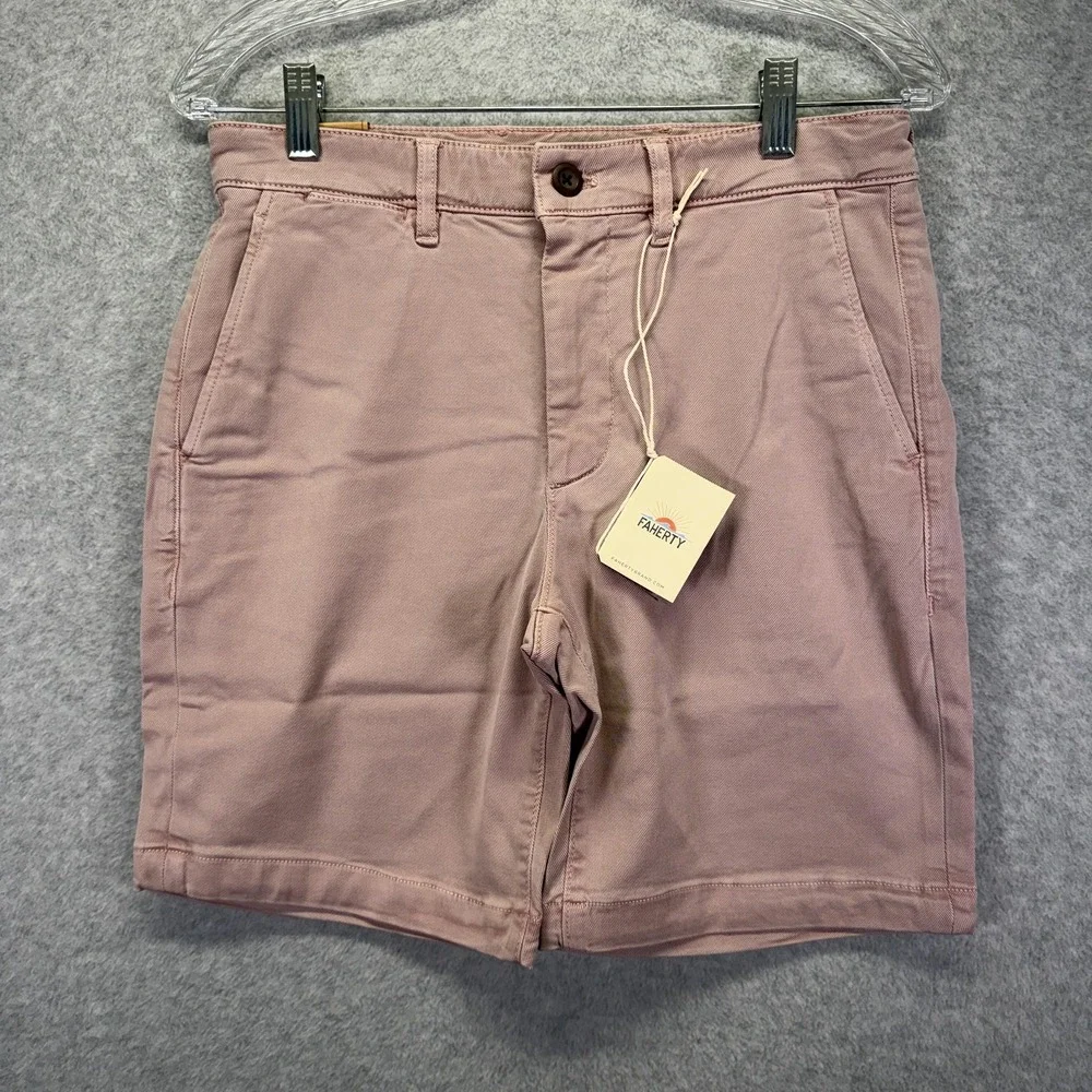 Faherty Chino Shorts Mens 28 Pink Coastline Tailored 8 Inch Inseam Casual