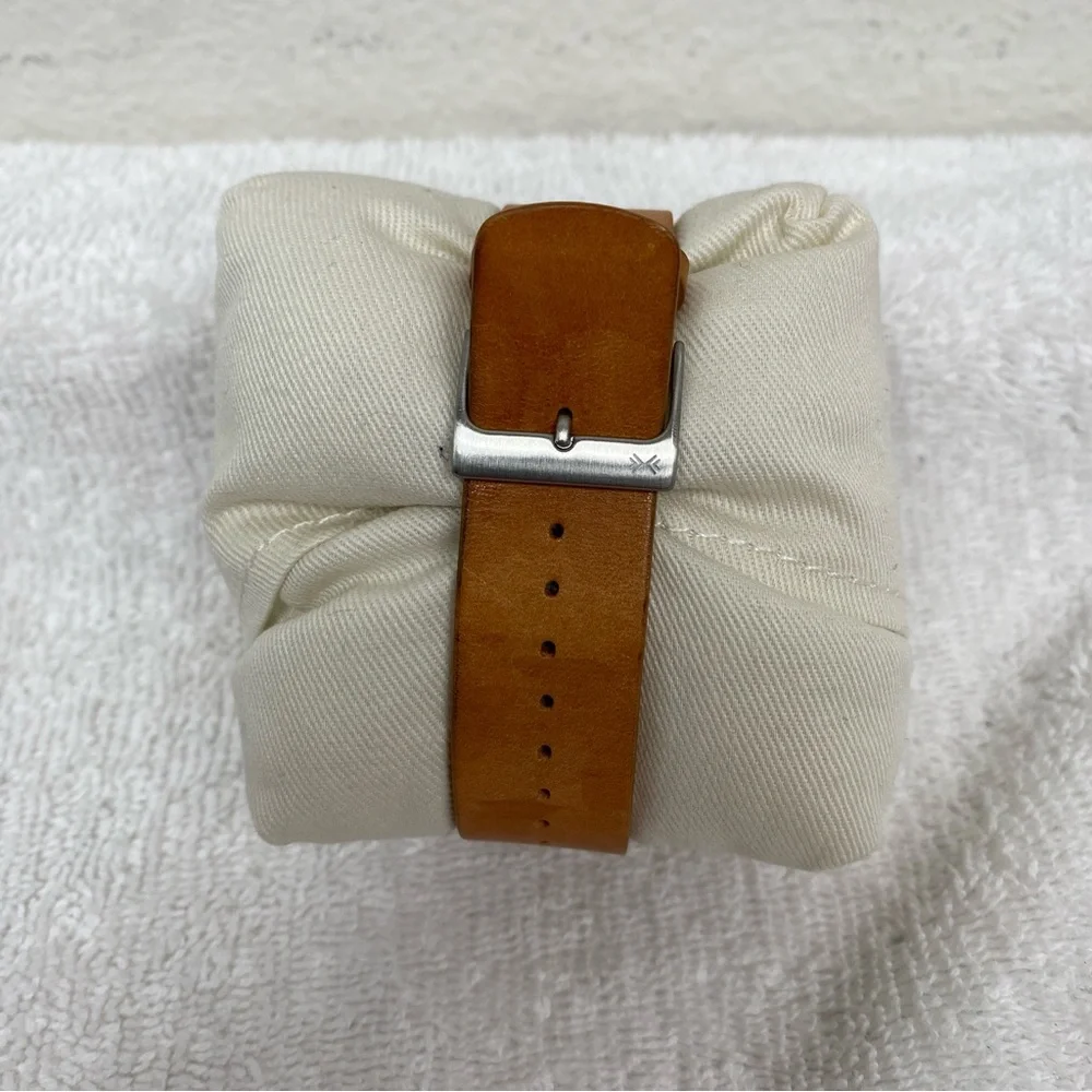 Skagen Men's Cognac Leather Ancher Gray Stainless Steel Adjustable Watch Classic
