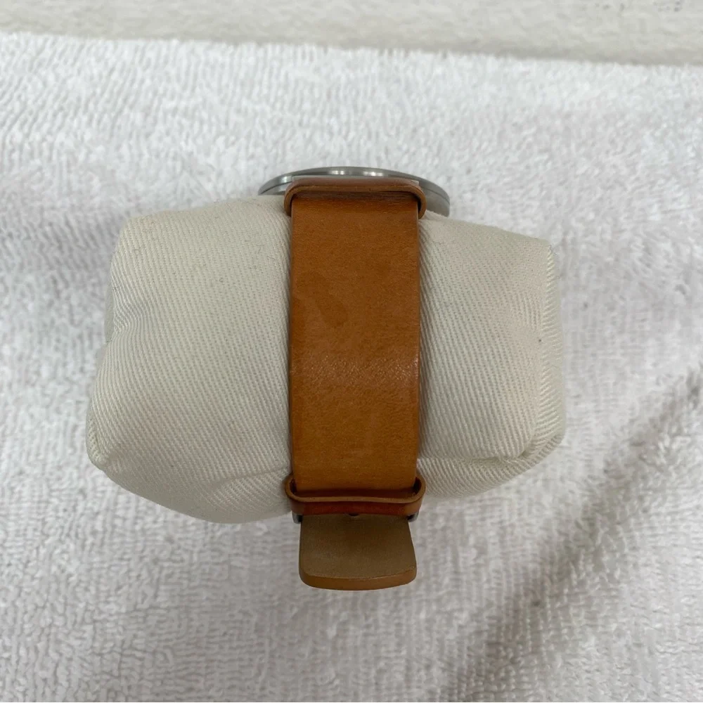 Skagen Men's Cognac Leather Ancher Gray Stainless Steel Adjustable Watch Classic