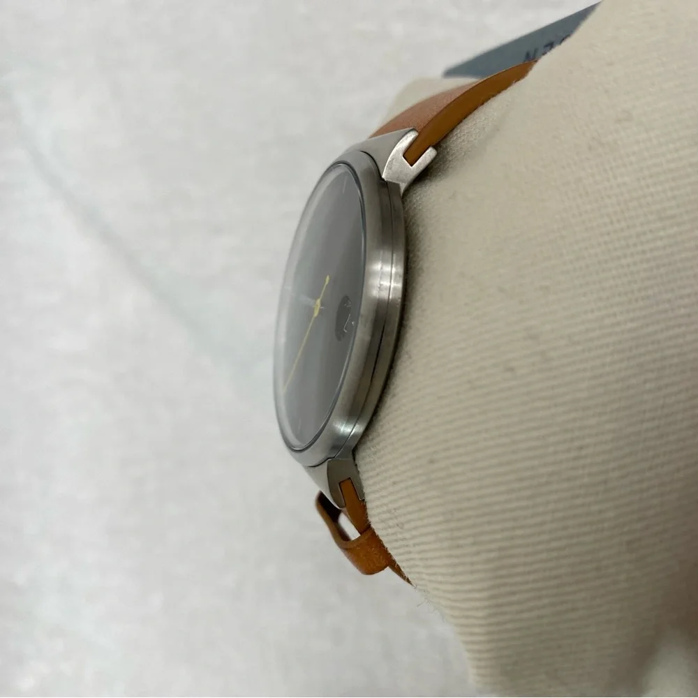 Skagen Men's Cognac Leather Ancher Gray Stainless Steel Adjustable Watch Classic