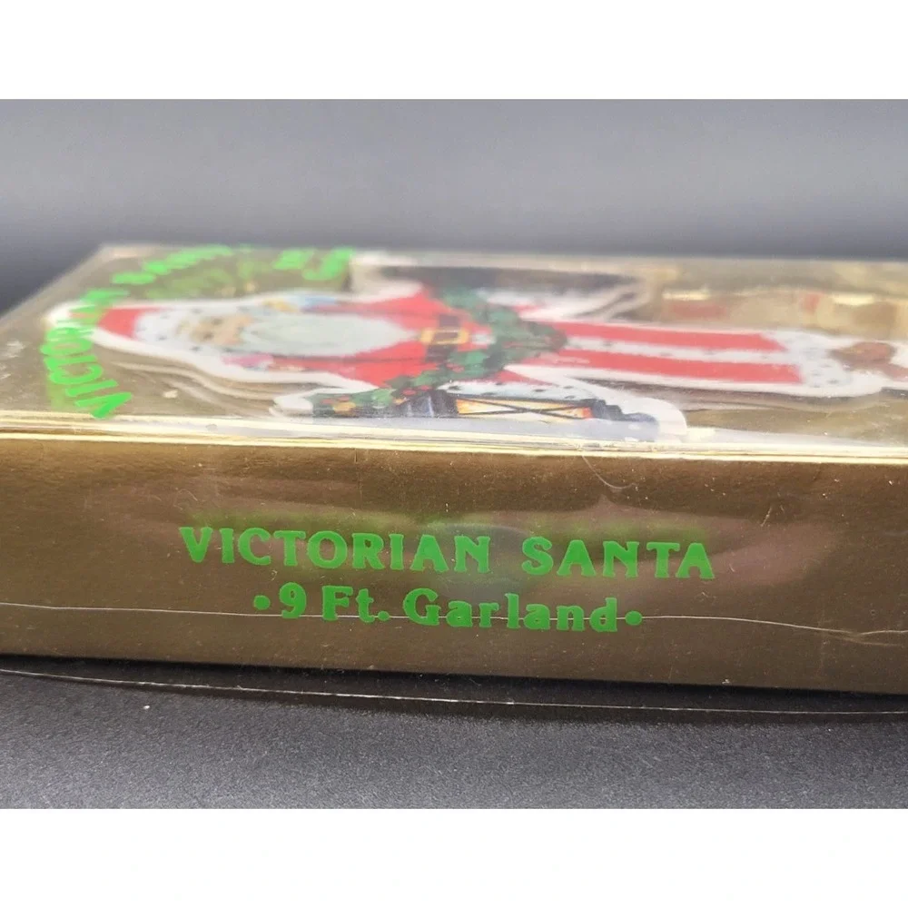 Vintage Christmas Kurt Adler Victorian Santa Die Cut Garland 9 Ft Original Box