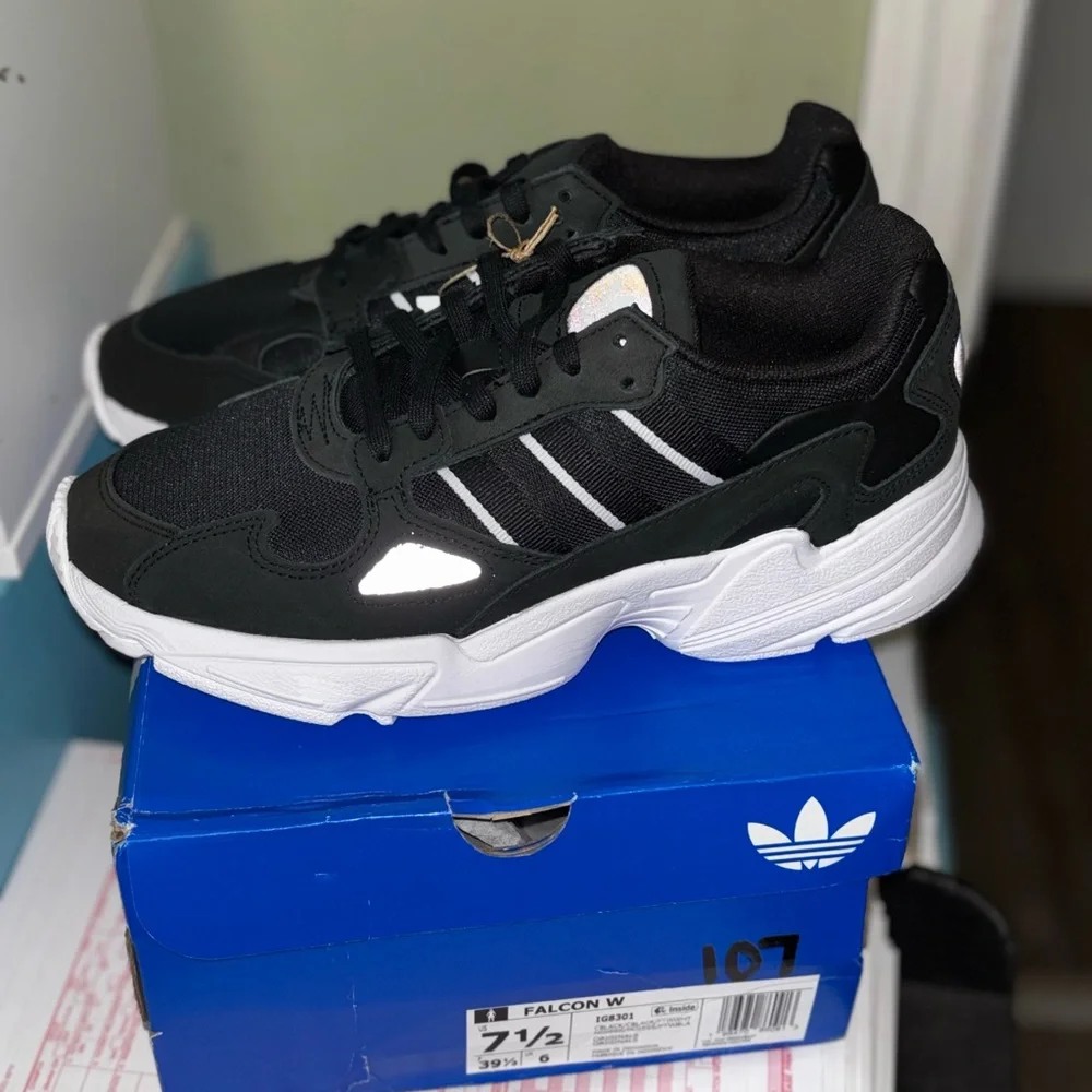 Adidas Falcon 7.5 Women’s Black and White Athletic Shoes