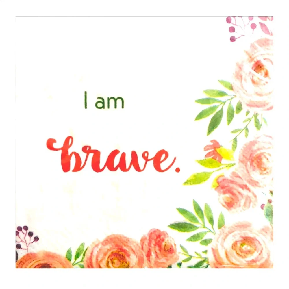 Creative Converting Floral Be Brave Cocktail Beverage Paper Napkins, Pink, 24 ct