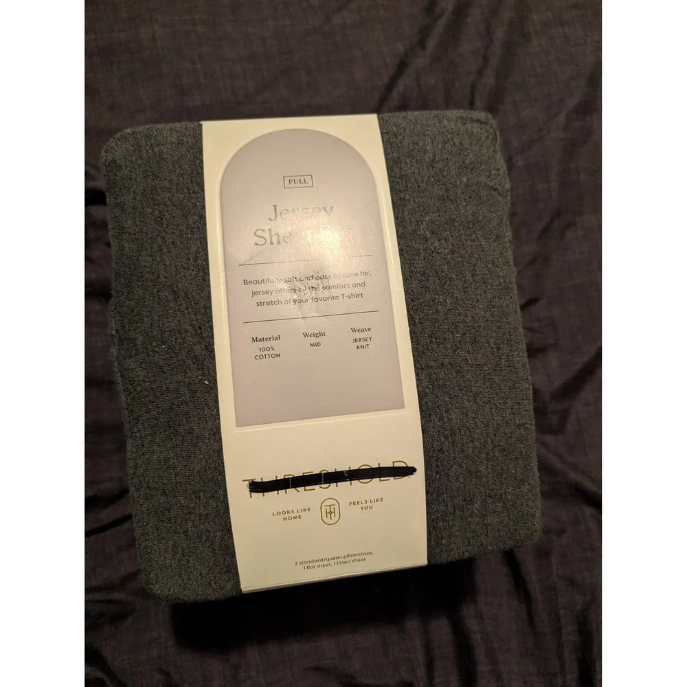 Threshold Jersey Knit Sheet Set Full Charcoal Grey Soft Comfort