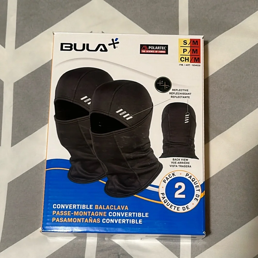 BULA Polartec Convertible Balaclava, 2-pack/ Size: S/M, Color: Black (NWT)