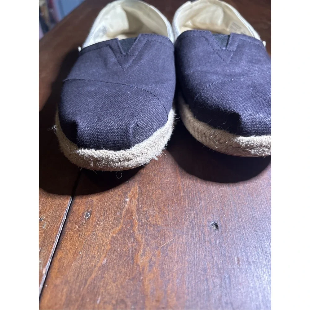Toms Alpargata Espadrille Black/ Striped Flats Shoes Womens Size 9