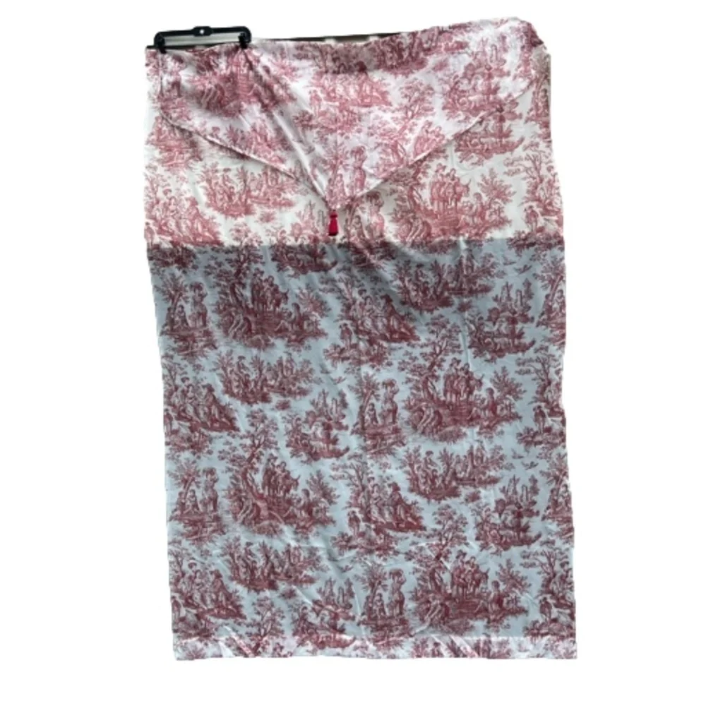 Set Of 2 Sheer Vintage Waverly Red Toile Drapery‎ & Valence Country Life Weekend