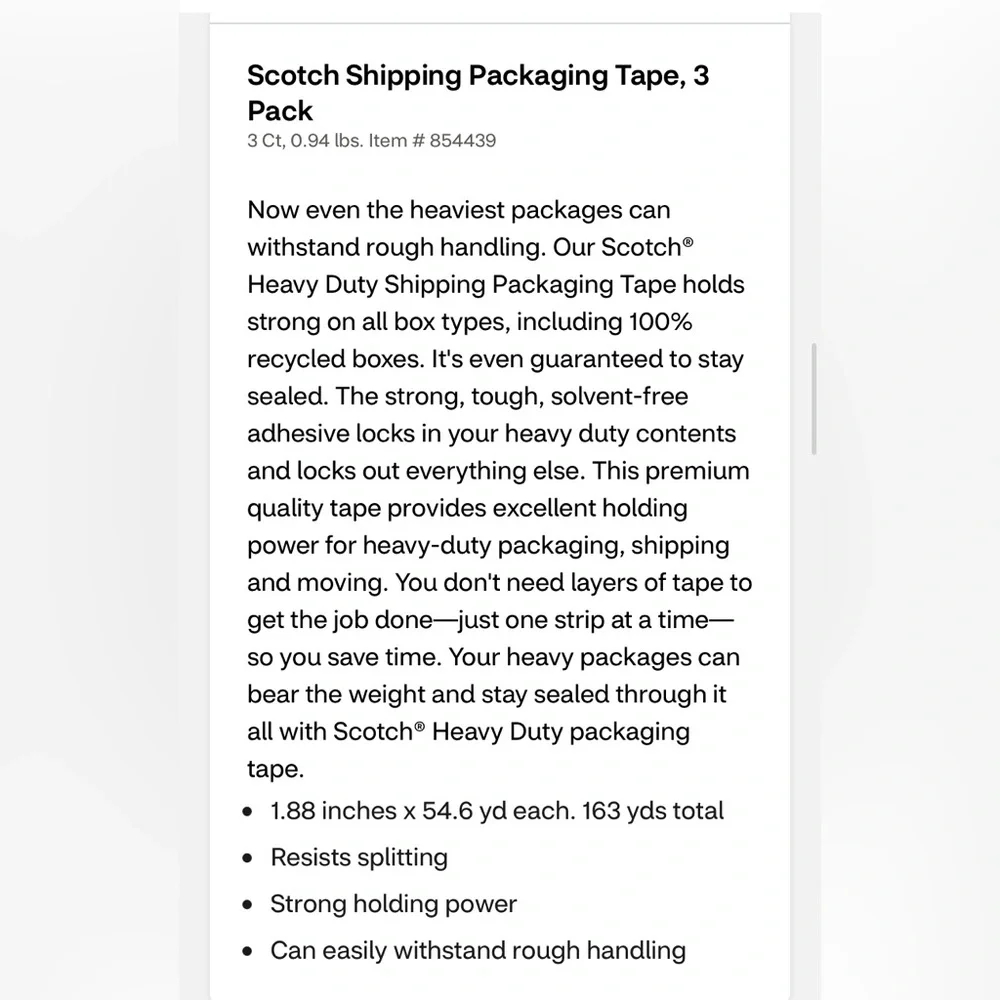 Scotch 3 Pack Shipping Packaging Tape