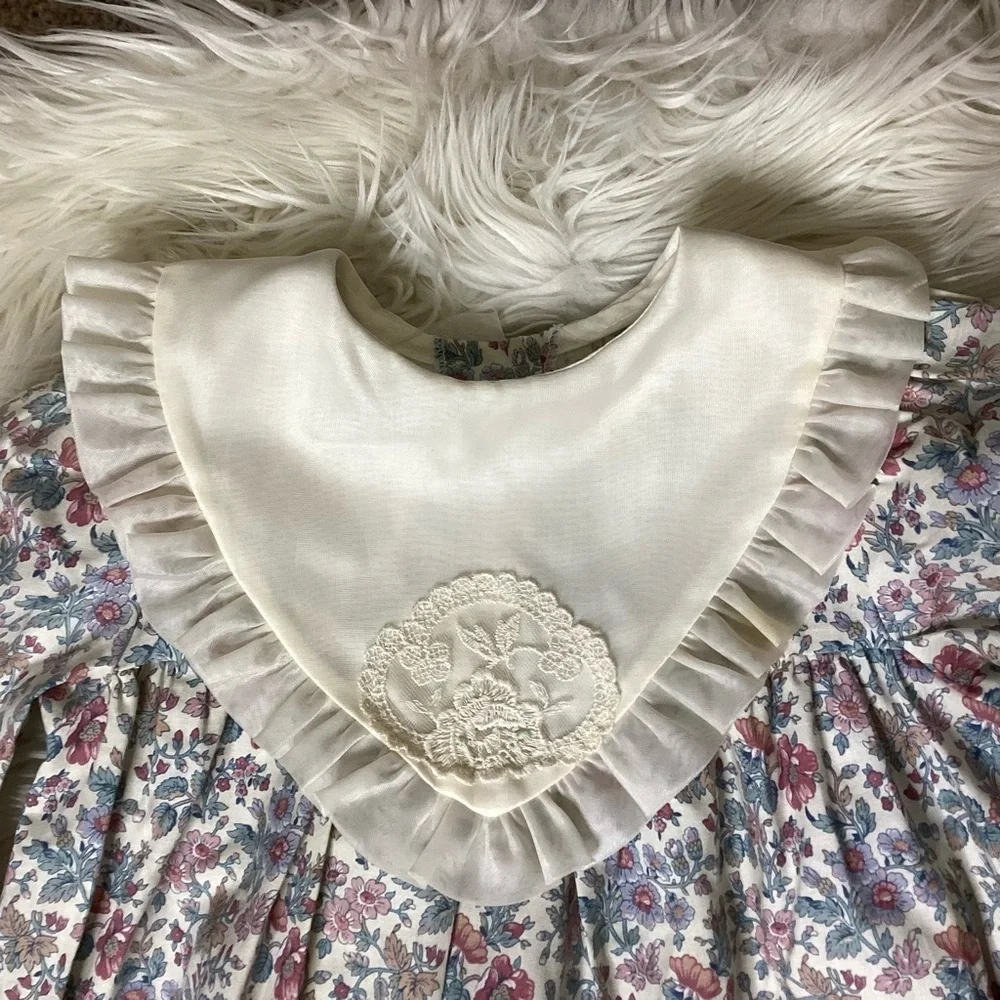 Vintage Floral Dress Ruffled Collar Cotton Made in USA 6X