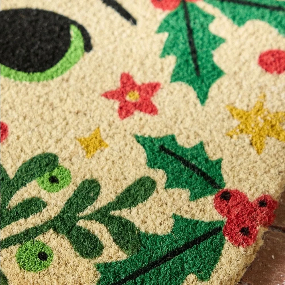 Dancia Studio Ginnie Holiday Holly Christmas Cat Doormat