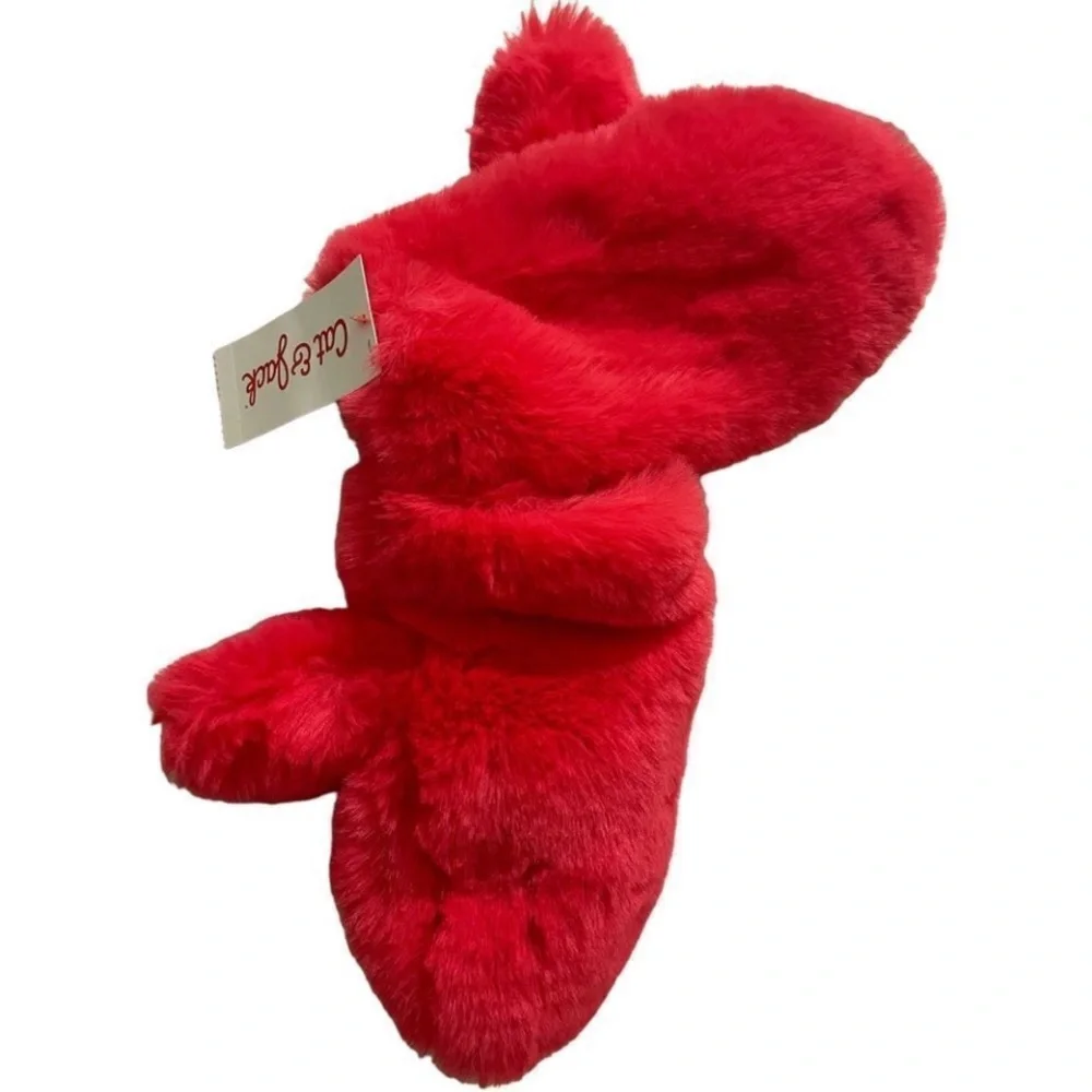 Red Fuzzy Mittens for Kids