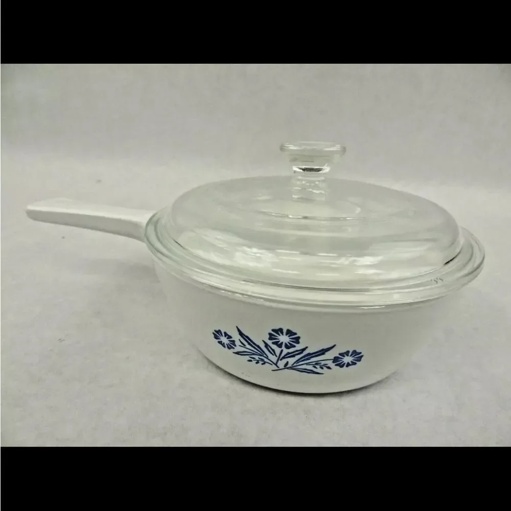 VTG Corning Ware Cornflower Blue Sauce Pan Skillet P-81-B Menuette Lid 1 pint