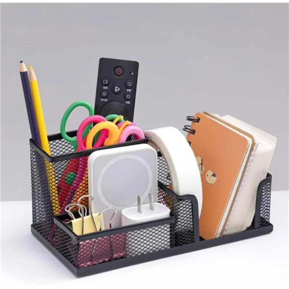 Pen Holder Mesh Metal Pencil Holder Desk Organizers Black for Desk Office with