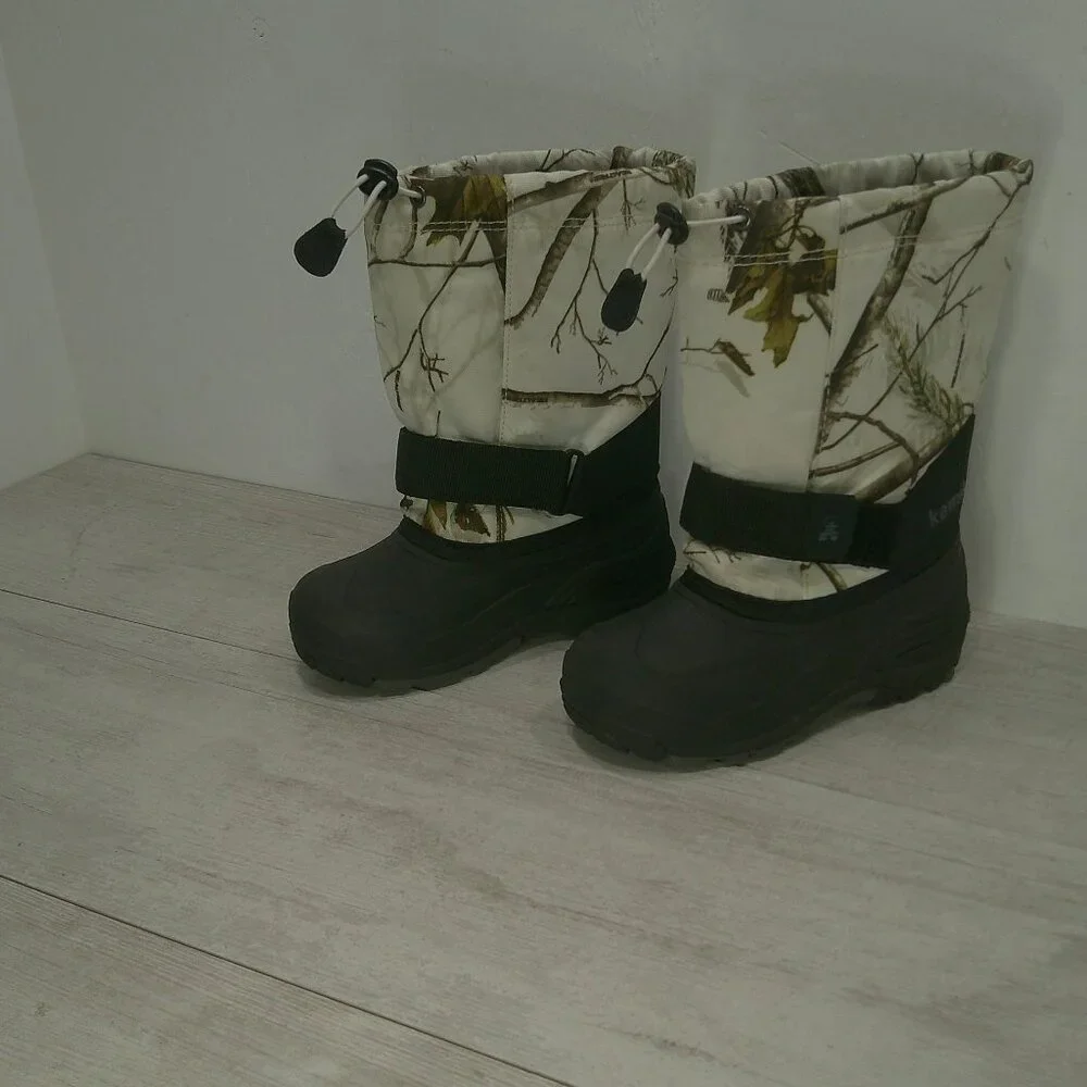 Kamik Rocket White Camo Waterproof Winter Snow Boot Kids w/ Inserts Size 13