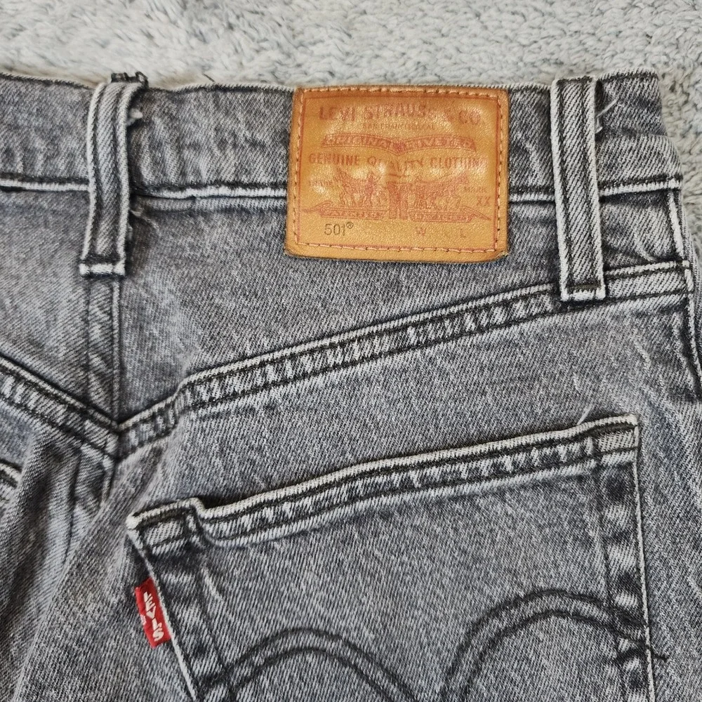 Levis 501 Button Fly Jeans Womens Size 27 Premium Black Wash Denim Big E Casual