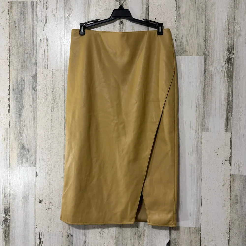 LuLaRoe Tan Soft Faux Leather Pencil Skirt
