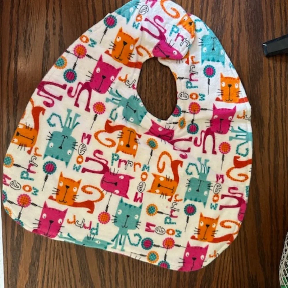 Bright Cats Xtra Large Bib (2) BIB1220 Handmade NWT Boutique